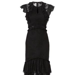 Three Floor Ruffle illusion dress